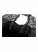 Black Elegant Velvet Exquisite Dark Pattern Lace Mesh Splicing Gothic Style Long Sleeves Dress