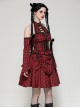 Red Black Plaid Sexy Halter Neck Off Shoulder Design Lace Splicing Gothic Style Dress