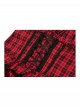 Red Black Plaid Sexy Halter Neck Off Shoulder Design Lace Splicing Gothic Style Dress