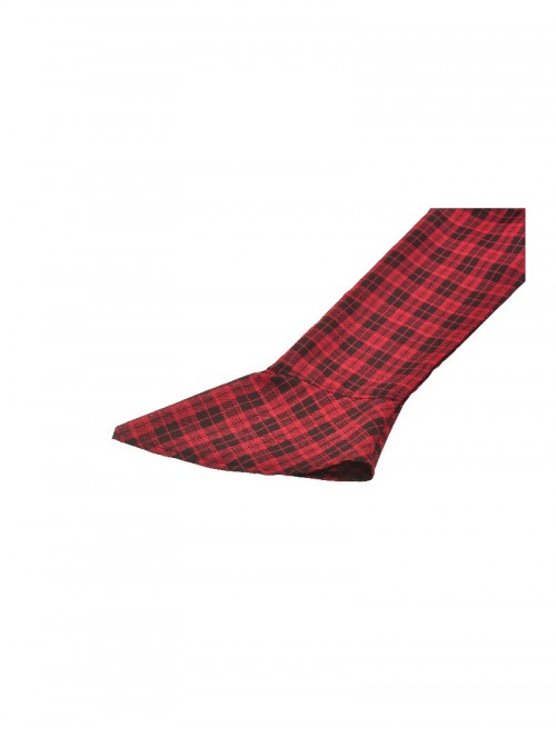 Red Black Plaid Sexy Halter Neck Off Shoulder Design Lace Splicing Gothic Style Dress