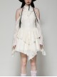 Beige Sexy Off Shoulder Halter Neck Exquisite Lace Hollow Steampunk Trumpet Sleeves Dress