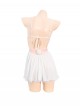 Playful Kitty Maid Cute White Backless Suspender Nightdress Pink Apron Sexy Lingerie Set