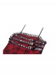 Red Cool Plaid Rock Leather Buckle Decorated Lace Splicing Steampunk Style Suspender Dress