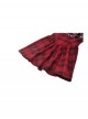 Red Cool Plaid Rock Leather Buckle Decorated Lace Splicing Steampunk Style Suspender Dress