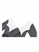 Black White Contrast Stripes Elegant Bat Collar Metal Cross Decoration Gothic Style Long Sleeve Dress