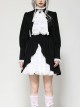 Black White Contrast Retro Lace Bow Tie Decoration Gothic Style Puff Sleeves Dress