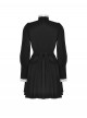 Black White Contrast Retro Lace Bow Tie Decoration Gothic Style Puff Sleeves Dress
