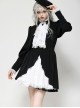 Black White Contrast Retro Lace Bow Tie Decoration Gothic Style Puff Sleeves Dress