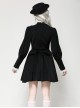 Black White Contrast Retro Lace Bow Tie Decoration Gothic Style Puff Sleeves Dress