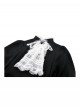 Black White Contrast Retro Lace Bow Tie Decoration Gothic Style Puff Sleeves Dress