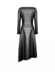 Black Cool Leather Splicing Cross Straps Design Steampunk Style Long Sleeves Dress