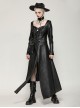 Black Cool Leather Splicing Cross Straps Design Steampunk Style Long Sleeves Dress
