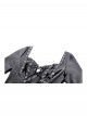 Black Cool Leather Splicing Cross Straps Design Steampunk Style Long Sleeves Dress