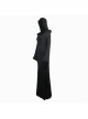 Middle Collar Triangular Lace Hooded Fishtail Hem Slit Black Gothic Knitted Dress