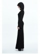 Middle Collar Triangular Lace Hooded Fishtail Hem Slit Black Gothic Knitted Dress