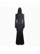 Middle Collar Triangular Lace Hooded Fishtail Hem Slit Black Gothic Knitted Dress