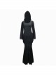 Hooded Knitted Flared Sleeves Fishtail Black Gothic Maxi Dress