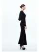 Hooded Knitted Flared Sleeves Fishtail Black Gothic Maxi Dress