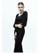 Hooded Knitted Flared Sleeves Fishtail Black Gothic Maxi Dress