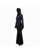 Hooded Knitted Flared Sleeves Fishtail Black Gothic Maxi Dress