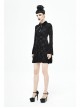 Cross Pattern Ribbons Knot Collar Long Sleeve Black Gothic Knitted Dress