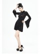 Cross Pattern Ribbons Knot Collar Long Sleeve Black Gothic Knitted Dress