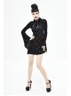 Cross Pattern Ribbons Knot Collar Long Sleeve Black Gothic Knitted Dress