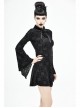 Cross Pattern Ribbons Knot Collar Long Sleeve Black Gothic Knitted Dress