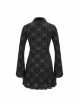 Cross Pattern Ribbons Knot Collar Long Sleeve Black Gothic Knitted Dress