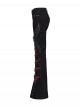 Unique Black Red Patchwork Cool Metal Rivet Decoration Personality Hollow Punk Style Slim Flared Pants