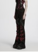 Unique Black Red Patchwork Cool Metal Rivet Decoration Personality Hollow Punk Style Slim Flared Pants