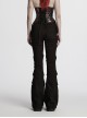 Unique Black Red Patchwork Cool Metal Rivet Decoration Personality Hollow Punk Style Slim Flared Pants