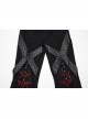 Unique Black Red Patchwork Cool Metal Rivet Decoration Personality Hollow Punk Style Slim Flared Pants