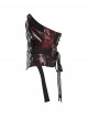 Cool Black Red Patchwork Cross Straps Metal Skull Decoration Sexy Punk Style Tube Top