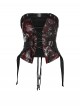 Cool Black Red Patchwork Cross Straps Metal Skull Decoration Sexy Punk Style Tube Top