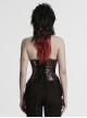 Cool Black Red Patchwork Cross Straps Metal Skull Decoration Sexy Punk Style Tube Top