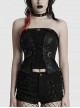 Cool Black Cross Straps Personality Metal Skull Decoration Sexy Punk Style Tube Top