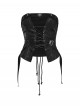 Cool Black Cross Straps Personality Metal Skull Decoration Sexy Punk Style Tube Top