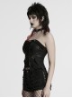 Cool Black Cross Straps Personality Metal Skull Decoration Sexy Punk Style Tube Top