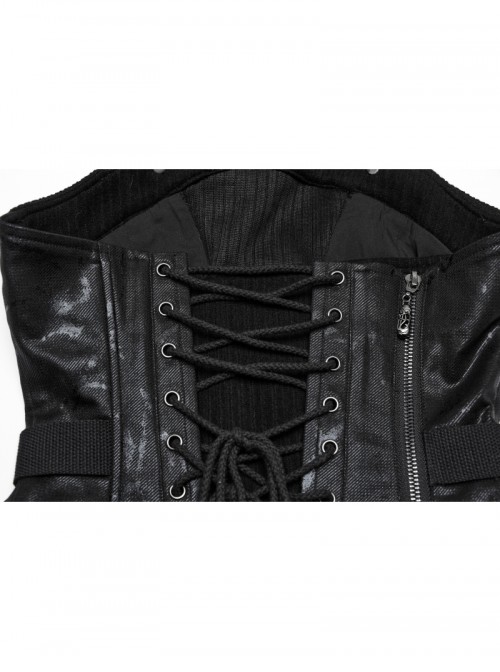 Cool Black Cross Straps Personality Metal Skull Decoration Sexy Punk Style Tube Top