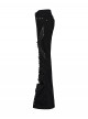 Unique Black Patchwork Cool Metal Rivet Decoration Personality Hollow Punk Style Slim Flared Pants