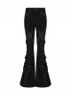 Unique Black Patchwork Cool Metal Rivet Decoration Personality Hollow Punk Style Slim Flared Pants