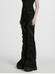 Unique Black Patchwork Cool Metal Rivet Decoration Personality Hollow Punk Style Slim Flared Pants
