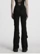 Unique Black Patchwork Cool Metal Rivet Decoration Personality Hollow Punk Style Slim Flared Pants