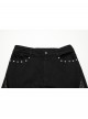 Unique Black Patchwork Cool Metal Rivet Decoration Personality Hollow Punk Style Slim Flared Pants