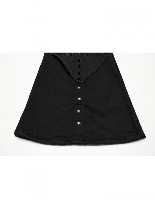 Unique Black Patchwork Cool Metal Rivet Decoration Personality Hollow Punk Style Slim Flared Pants