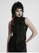 Cool Black Skull Silhouette Unique Stitching Metal Buckle Decoration Punk Style Vest