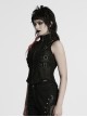 Cool Black Skull Silhouette Unique Stitching Metal Buckle Decoration Punk Style Vest