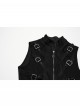 Cool Black Skull Silhouette Unique Stitching Metal Buckle Decoration Punk Style Vest