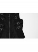 Cool Black Skull Silhouette Unique Stitching Metal Buckle Decoration Punk Style Vest